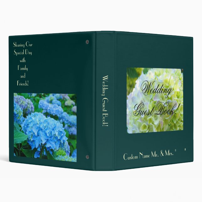 Wedding Guest Book Custom Name Hydrangeas Binder (Background)