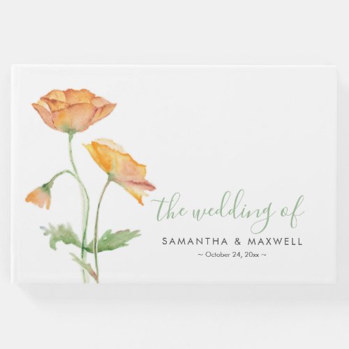 Wedding Guest Book Elegant Floral Watercolor