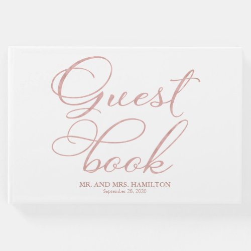 Wedding Guest Book Elegant Rose Gold Calligraphy