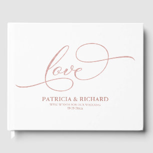 Wedding Guest Book Elegant Rose Gold Foil
