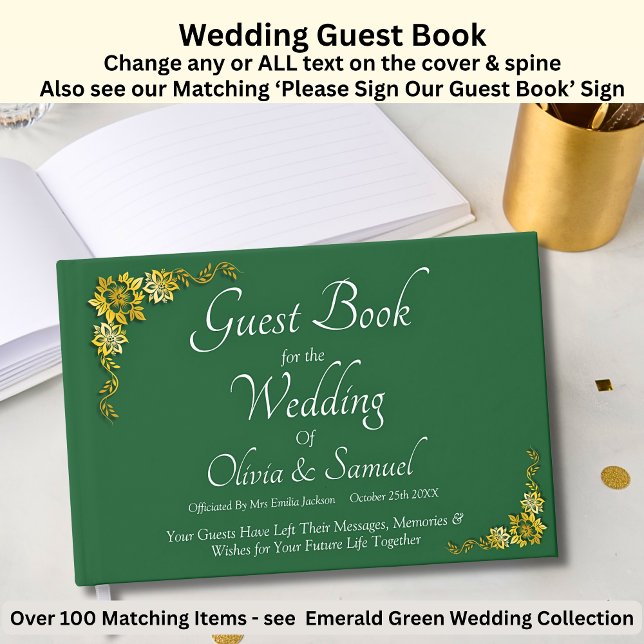 Wedding Guest Book Emerald Green & Gold (Creator Uploaded)