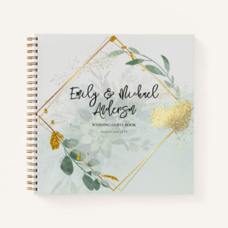 Wedding Guest Book - Eucalyptus Botanical Gold