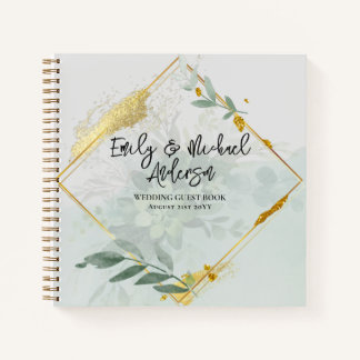Wedding Guest Book - Eucalyptus Botanical Gold