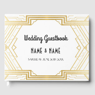 Wedding Guest Book Gatsby Art Deco 1920's Gold