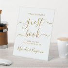Wedding Guest Book Gold Elegant Calligraphy