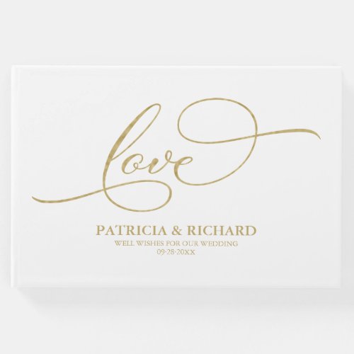 Wedding Guest Book Gold Foil Elegant Script