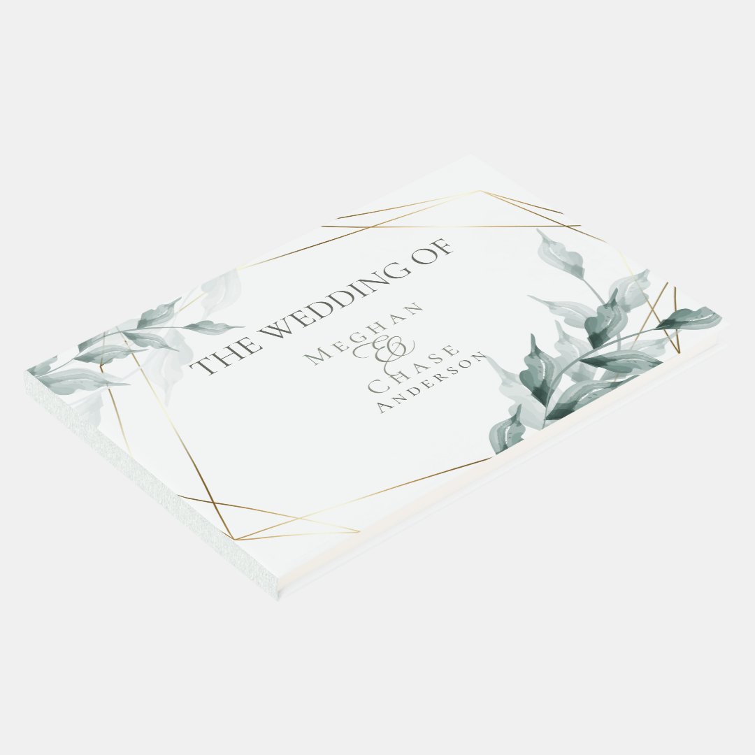 Wedding Guest Book Grayed Jade Green Botanical Zazzle