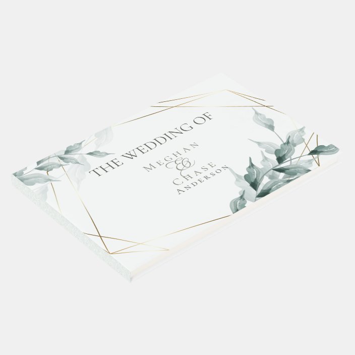 Wedding Guest Book Grayed Jade Green Botanical Zazzle