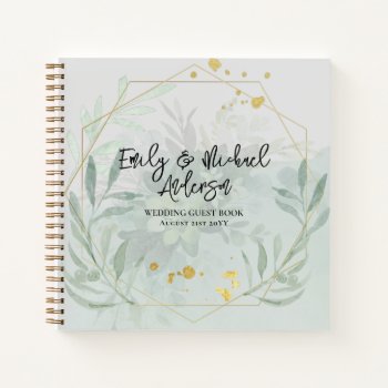 Wedding Guest Book - Greenery Botanical Gold by invitationz at Zazzle