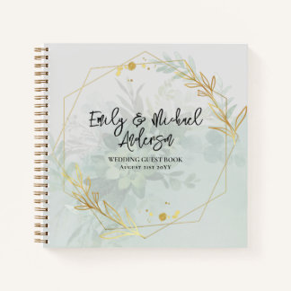 Wedding Guest Book - Greenery Botanical Gold