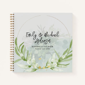 Wedding Guest Book - Greenery Botanical Gold