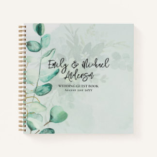 Wedding Guest Book - Greenery Botanical Gold