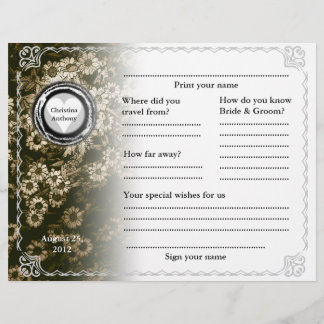 Wedding Guest Book Horizontal Gold Floral