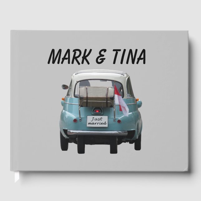 Wedding Guest Book "just married car" Custom (Front)