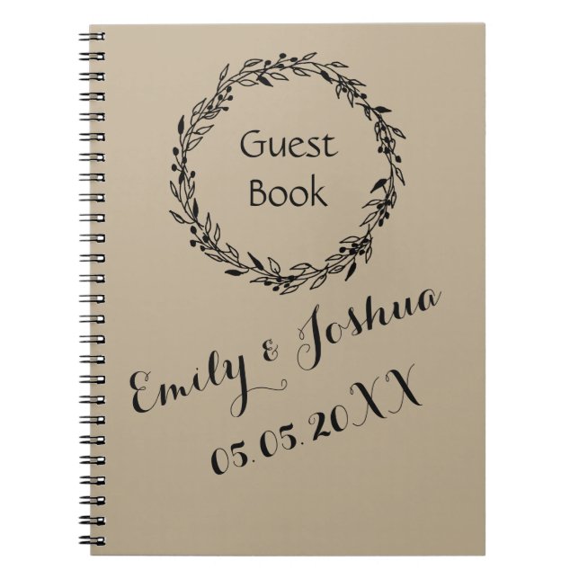 Wedding Guest Book Kraft Rustic Template (Front)