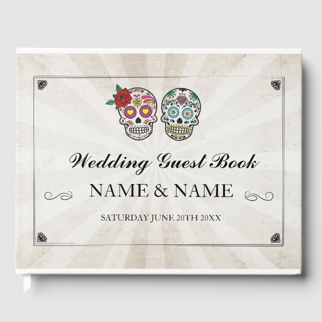 Wedding Guest Book Lights Sugar Skulls (Front)