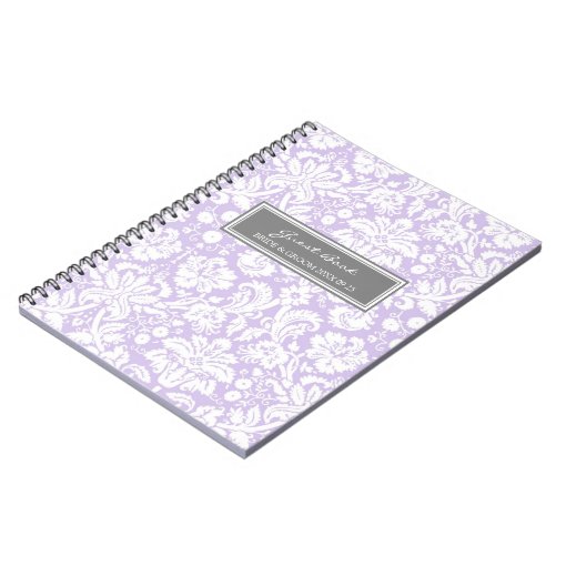 Wedding Guest Book Lilac Gray Damask Notebook Zazzle