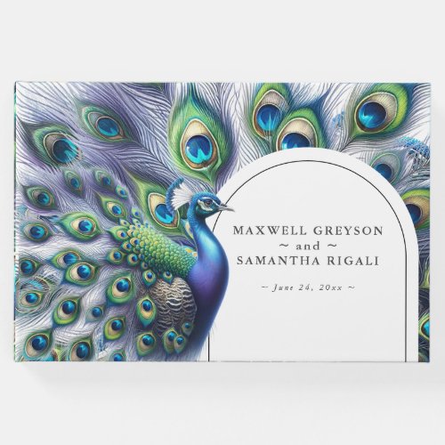 Wedding Guest Book Majestic Peacock