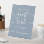 Wedding Guest Book Modern Script Dusty Blue