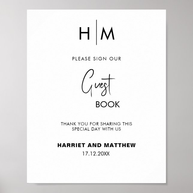 Wedding guest book monogram guestbook diy  (Front)