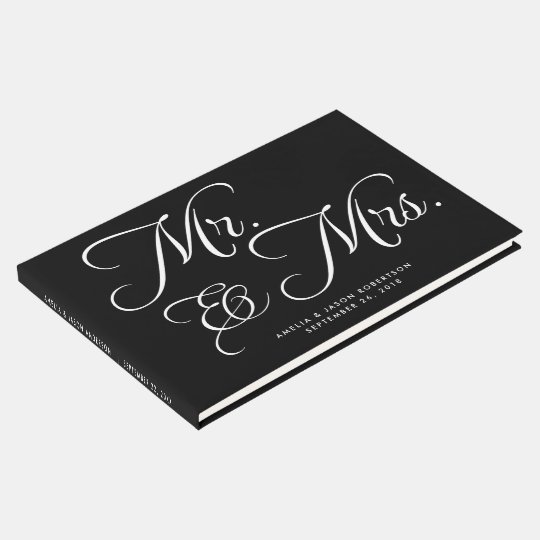 Wedding Guest Book, Mr. & Mrs, black and white Guest Book