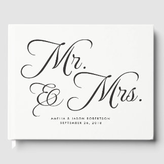 Wedding Guest Book, Mr. & Mrs, black and white Guest Book