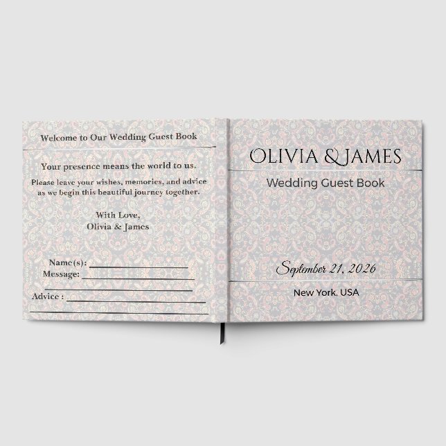 Wedding Guest Book Personalized Elegant Love (Full)