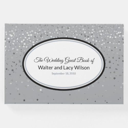 Wedding Guest Book_Petite Stars in Silver_Gray Guest Book