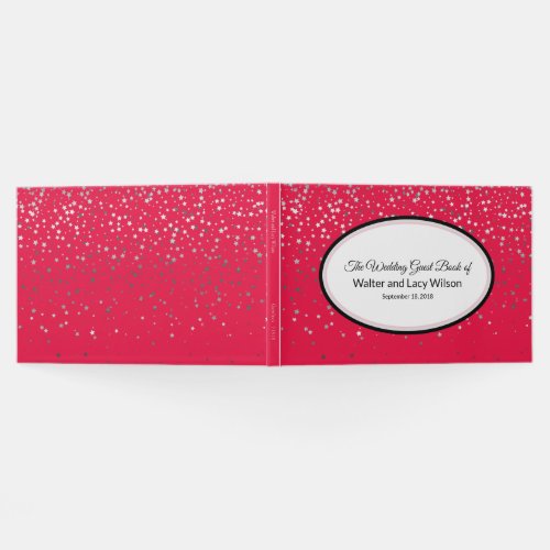 Wedding Guest Book_Petite Stars in Strawberry Red Guest Book