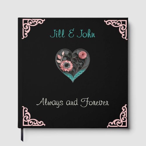 Wedding Guest Book – Quilled Heart Floral Elegant