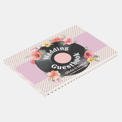 Wedding Guest Book Record Music Florals 1950s