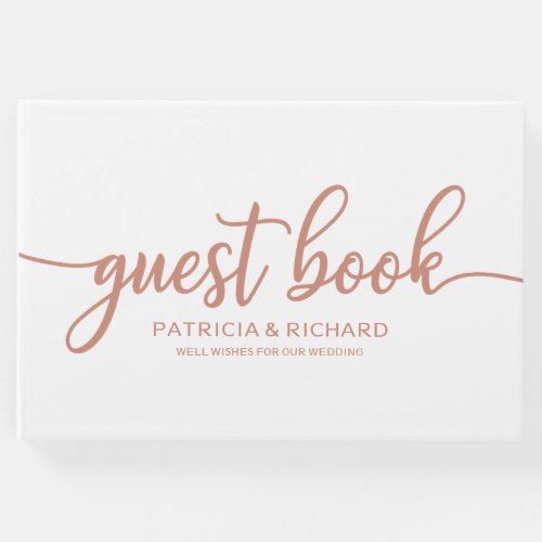 Wedding Guest Book Rose Gold Chic Calligraphy