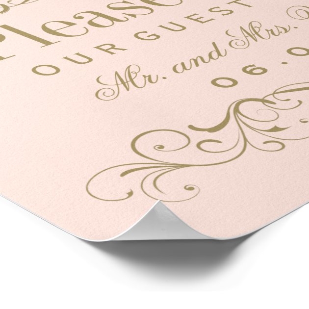 Wedding Guest Book Sign | Antique Gold Flourish Poster