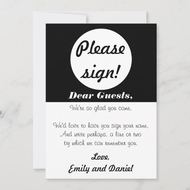 Wedding Guest Book Sign Black White Polka Dots (Front)