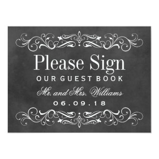 Wedding Guest Book Sign | Chalkboard Flourish Card