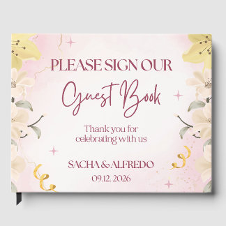 Wedding Guest Book Sign – Floral Pink Elegant Desi