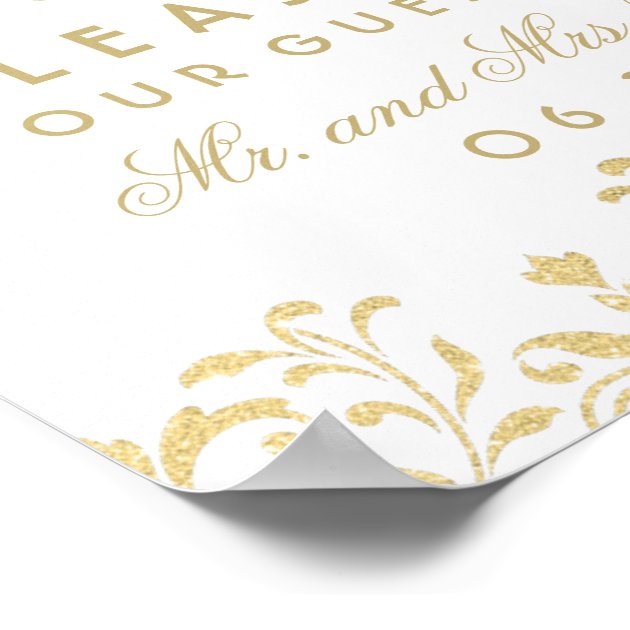 Wedding Guest Book Sign | Gold Vintage Glamour Poster