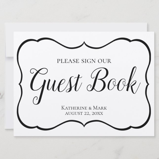 Wedding Guest Book Sign Silver Black (Front)