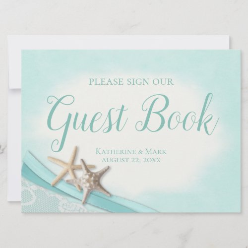 Wedding Guest Book Sign Starfish and Ribbon
