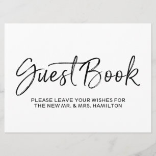 Wedding Guest Book Sign Stylish Gold Lettered Invitation