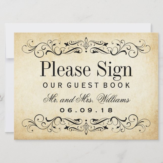 Wedding Guest Book Sign | Vintage Flourish (Front)