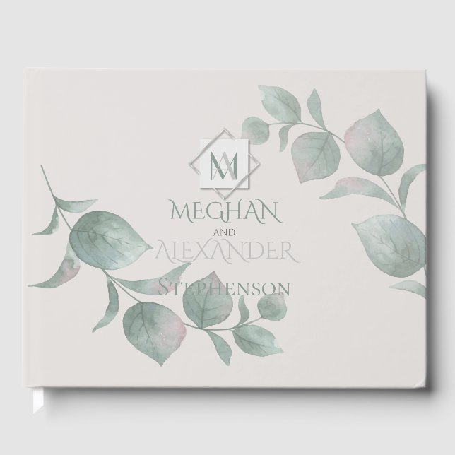 Wedding Guest Book |  Silver Sage  Eucalyptus (Front)