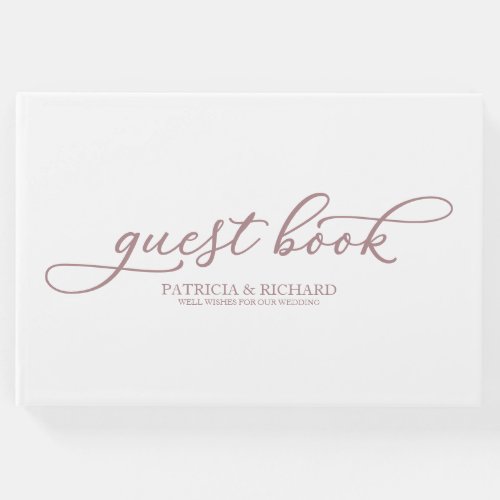 Wedding Guest Book Simple Chic Rose Gold Script
