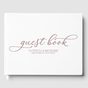 Wedding Guest Book Simple Chic Rose Gold Script