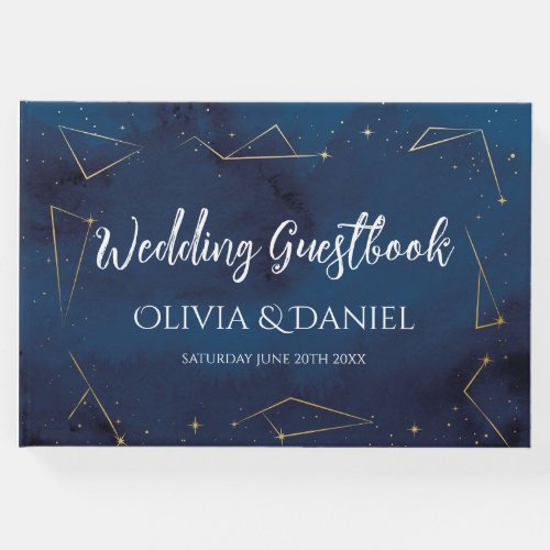 Wedding Guest Book Star Sign Navy Constellations