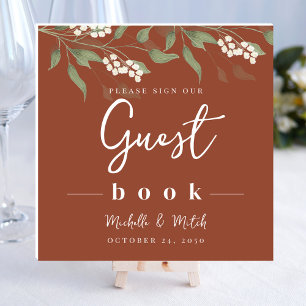 Wedding Guest Book Terracotta Floral Foam Board