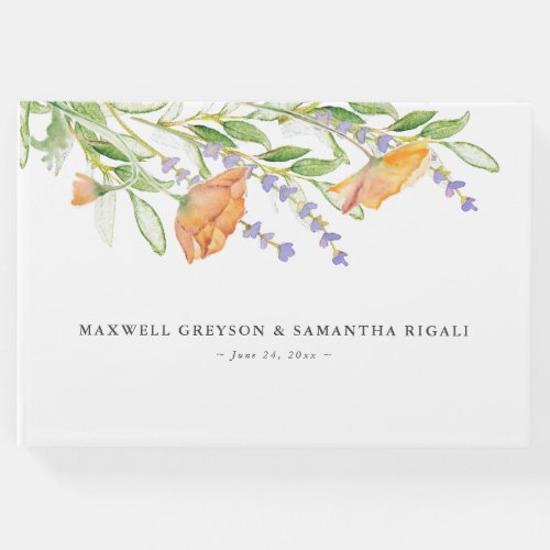 Wedding Guest Book Watercolor Botanical Flowers