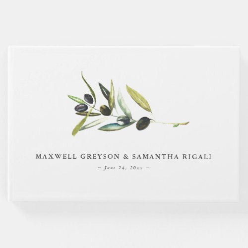 Wedding Guest Book Watercolor Botanical Olive