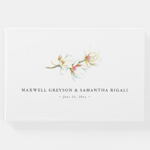 Wedding Guest Book White Magnolia Flowers