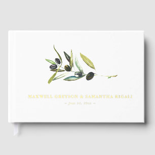 Wedding Guest Books Watercolor Botanical Olive